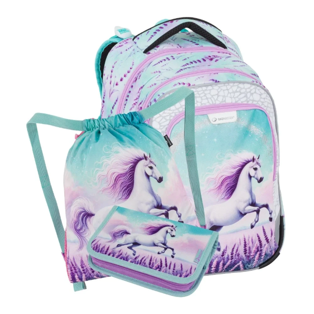 Obrazek Bagmaster LUMI 26 B malý školní set pro prvňáčky – kůň Modrá 23 l