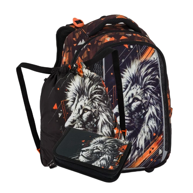 Obrazek Bagmaster VEGA 26 A malý školní set pro prvňáčky – lev Oranžová 22 l