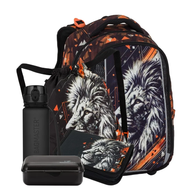 Obrazek Bagmaster VEGA 26 A velký školní set pro prvňáčky – lev Oranžová 22 l