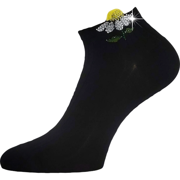 Obrazek LONKA Ponožky dámské elegantní FLITANA 02 s kamínky ČERNÉ (3 páry)