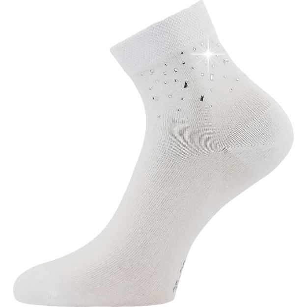 Obrazek LONKA Ponožky dámské elegantní FLITANA 03 s kamínky BÍLÉ (3 páry)