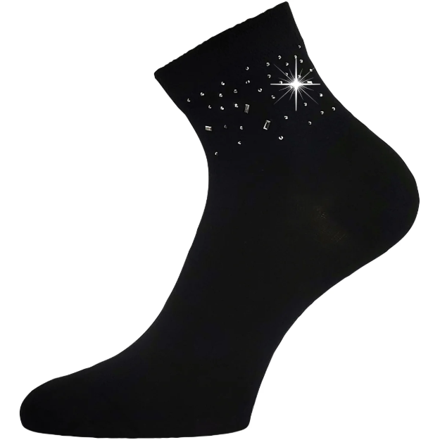 Obrazek LONKA Ponožky dámské elegantní FLITANA 03 s kamínky ČERNÉ (3 páry)