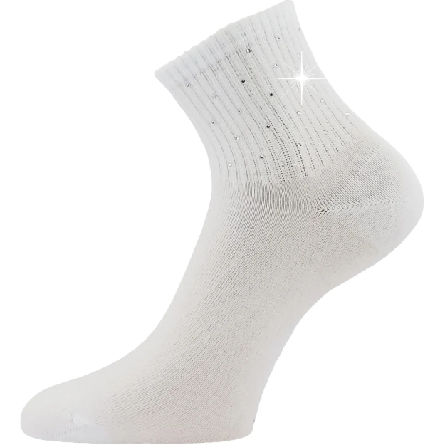 Obrazek LONKA Ponožky dámské elegantní FLITANA 04 s kamínky BÍLÉ (3 páry)