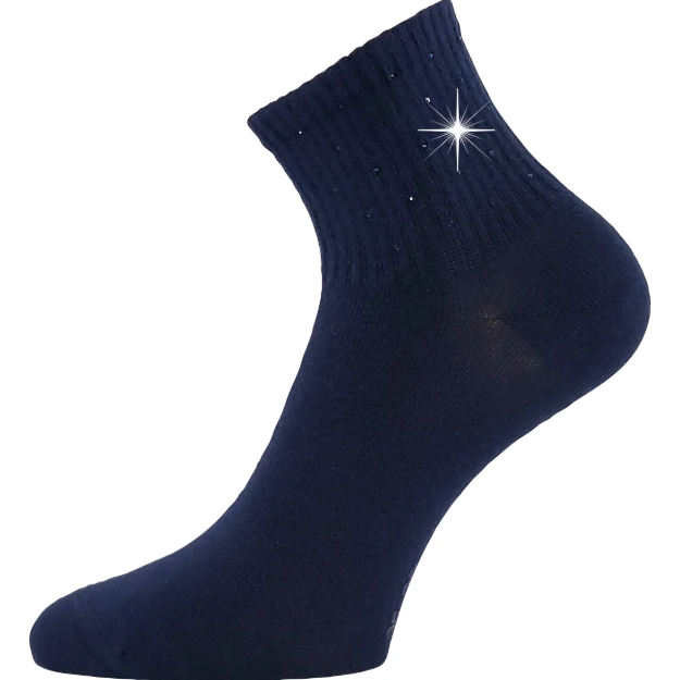 Obrazek LONKA Ponožky dámské elegantní FLITANA 04 s kamínky TMAVĚ MODRÉ (3 páry)