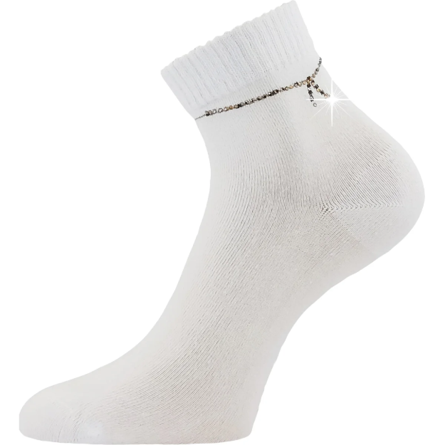 Obrazek LONKA Ponožky dámské elegantní FLITANA 05 s kamínky BÍLÉ (3 páry)