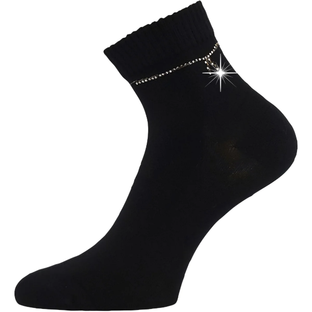 Obrazek LONKA Ponožky dámské elegantní FLITANA 05 s kamínky ČERNÉ (3 páry)