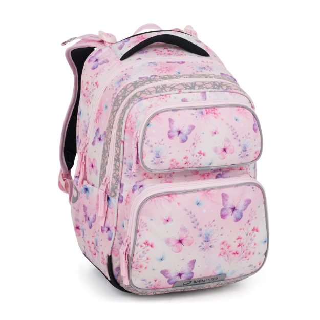 Obrazek Bagmaster DOPI 25 A školní batoh – motýlci Růžová 23 l