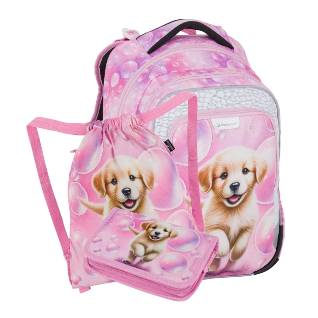 Obrazek Bagmaster LUMI 26 A malý školní set pro prvňáčky – pejsek Růžová 23 l