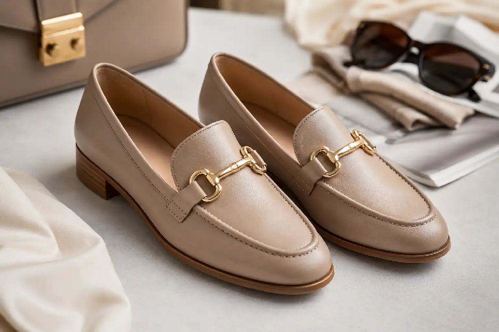 Damskie skórzane półbuty loafers do eleganckich stylizacji casualowych