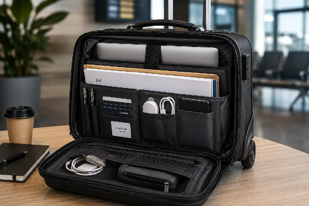 Walizka pilotka z przegrodą na laptop i organizerem na dokumenty