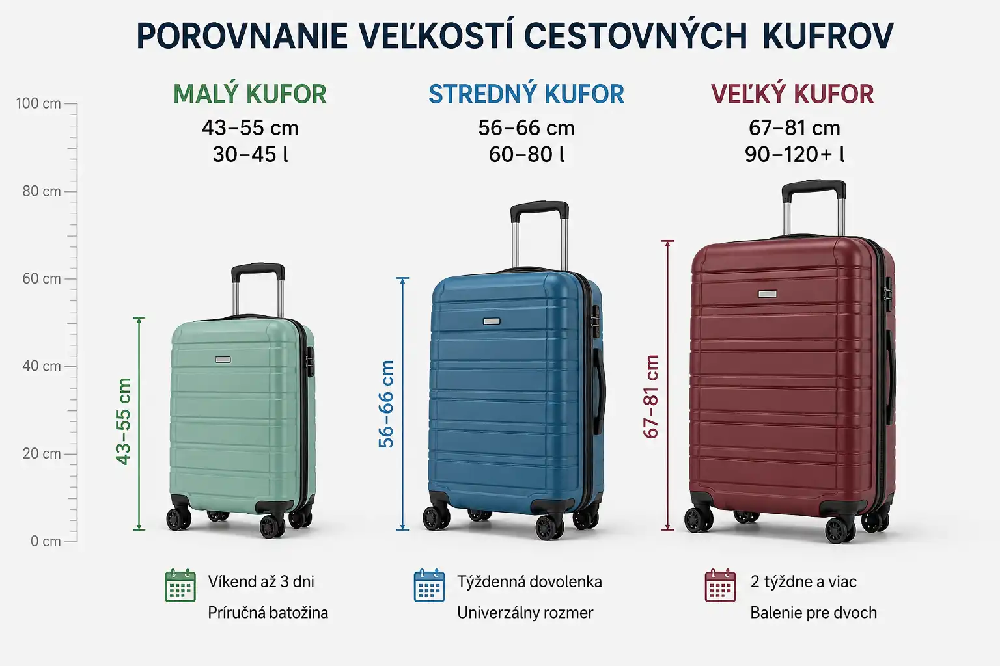 Porównanie rozmiarów walizek podróżnych – mała, średnia i duża walizka na kółkach