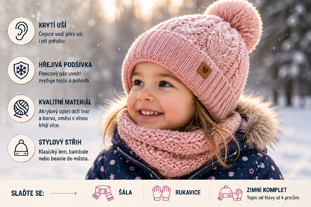 Dziecięca zimowa czapka dzianinowa z podszewką