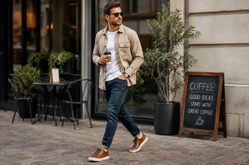 Stylowe męskie buty casualowe wykonane z wysokiej jakości skóry