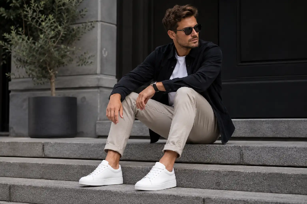 Stylowe męskie skórzane sneakersy do codziennego noszenia